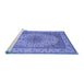 Sideview of Machine Washable Medallion Blue Traditional Rug, wshtr149blu