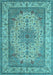 Machine Washable Medallion Light Blue Traditional Rug, wshtr149lblu