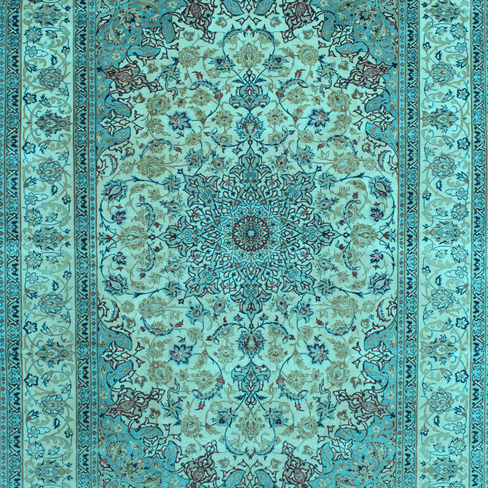 Machine Washable Medallion Light Blue Traditional Rug, wshtr149lblu