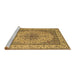 Sideview of Machine Washable Medallion Brown Traditional Rug, wshtr149brn