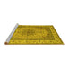 Sideview of Machine Washable Medallion Yellow Traditional Rug, wshtr149yw