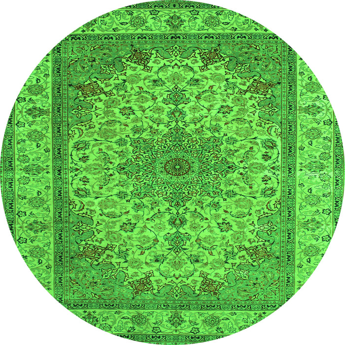 Square Medallion Green Traditional Rug, tr149grn