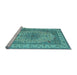 Sideview of Machine Washable Medallion Light Blue Traditional Rug, wshtr149lblu