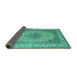 Sideview of Medallion Turquoise Traditional Rug, tr149turq