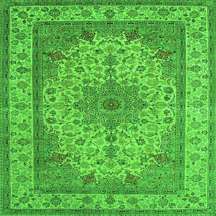 Serging Thickness of Medallion Green Traditional Rug, tr149grn
