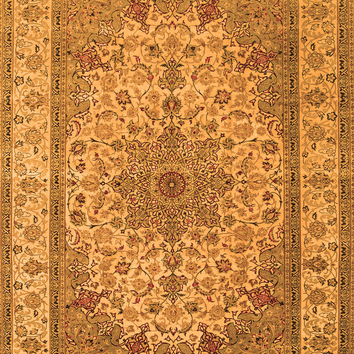 Serging Thickness of Machine Washable Medallion Orange Traditional Area Rugs, wshtr149org
