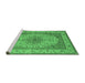 Sideview of Machine Washable Medallion Emerald Green Traditional Area Rugs, wshtr149emgrn