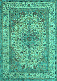 Medallion Turquoise Traditional Rug, tr149turq