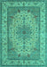 Machine Washable Medallion Turquoise Traditional Area Rugs, wshtr149turq