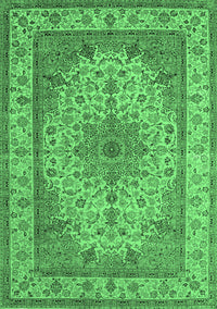 Medallion Emerald Green Traditional Rug, tr149emgrn