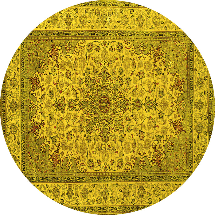 Round Medallion Yellow Traditional Rug, tr149yw