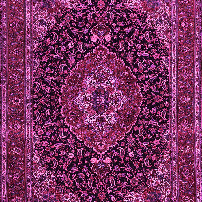 Machine Washable Medallion Pink Traditional Rug, wshtr14pnk