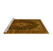 Sideview of Machine Washable Medallion Yellow Traditional Rug, wshtr14yw