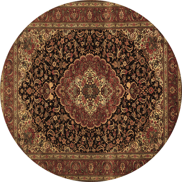 Round Medallion Brown Traditional Rug, tr14brn