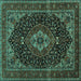 Square Medallion Turquoise Traditional Rug, tr14turq