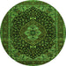 Machine Washable Medallion Green Traditional Area Rugs, wshtr14grn