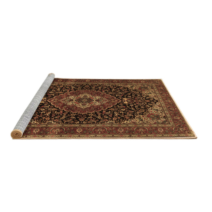 Sideview of Machine Washable Medallion Brown Traditional Rug, wshtr14brn