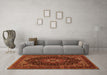 Machine Washable Medallion Orange Traditional Area Rugs in a Living Room, wshtr14org