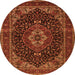 Machine Washable Medallion Orange Traditional Area Rugs, wshtr14org