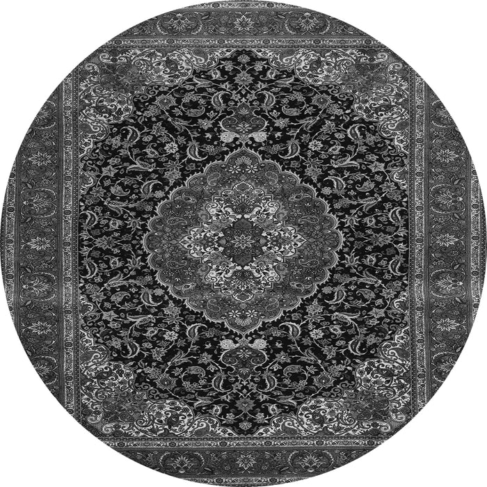 Machine Washable Medallion Gray Traditional Rug, wshtr14gry