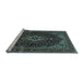 Sideview of Machine Washable Medallion Light Blue Traditional Rug, wshtr14lblu