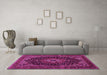 Machine Washable Medallion Pink Traditional Rug in a Living Room, wshtr14pnk