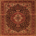 Round Machine Washable Medallion Orange Traditional Area Rugs, wshtr14org