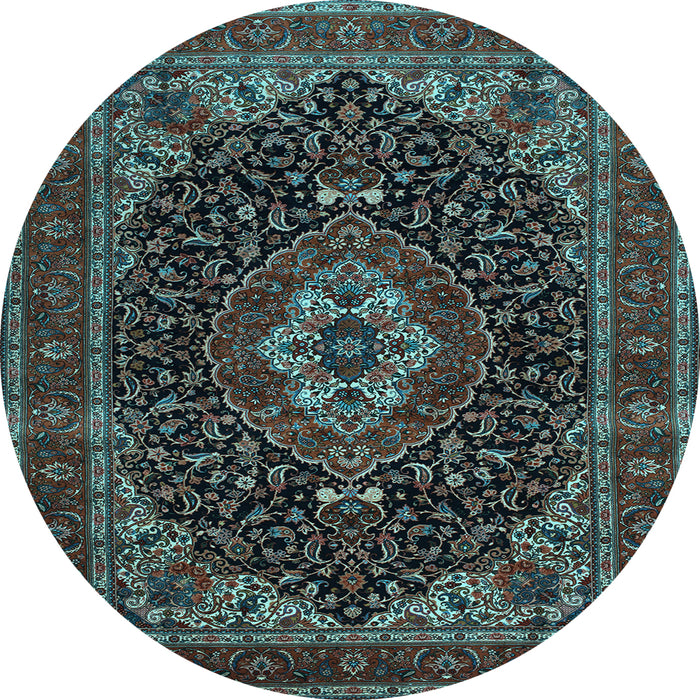 Round Medallion Light Blue Traditional Rug, tr14lblu