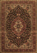 Machine Washable Medallion Brown Traditional Rug, wshtr14brn