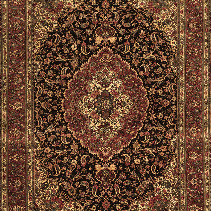Machine Washable Medallion Brown Traditional Rug, wshtr14brn