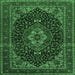 Square Medallion Emerald Green Traditional Rug, tr14emgrn