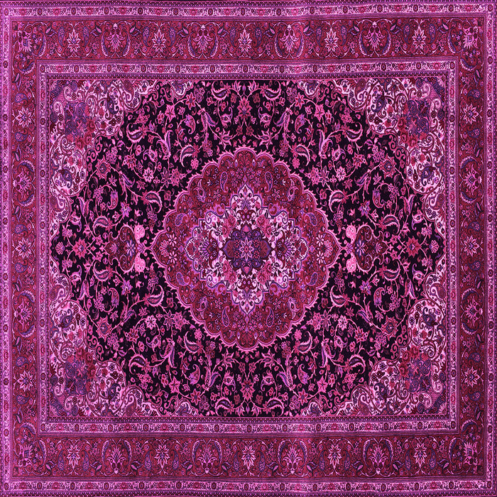 Square Machine Washable Medallion Pink Traditional Rug, wshtr14pnk