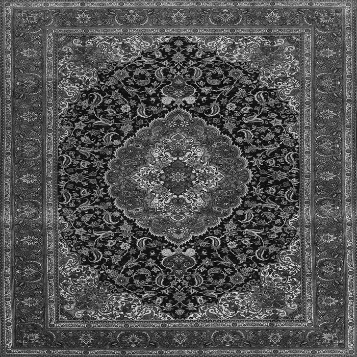 Round Machine Washable Medallion Gray Traditional Rug, wshtr14gry