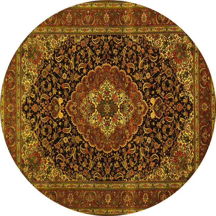 Round Medallion Yellow Traditional Rug, tr14yw