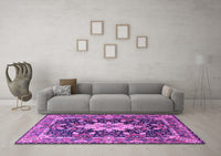 Machine Washable Persian Purple Traditional Rug, wshtr1500pur