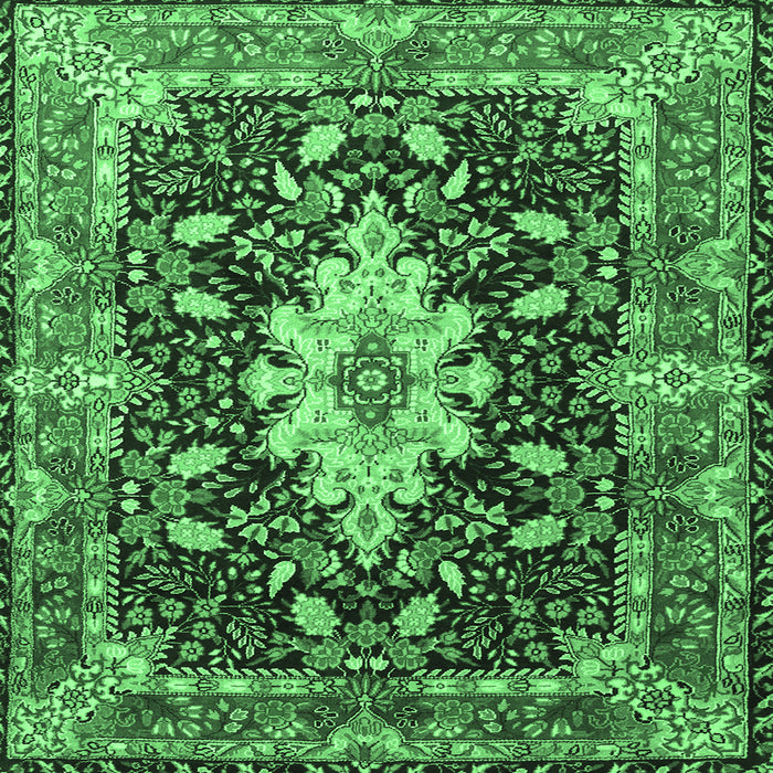 Square Persian Emerald Green Traditional Rug, tr1500emgrn