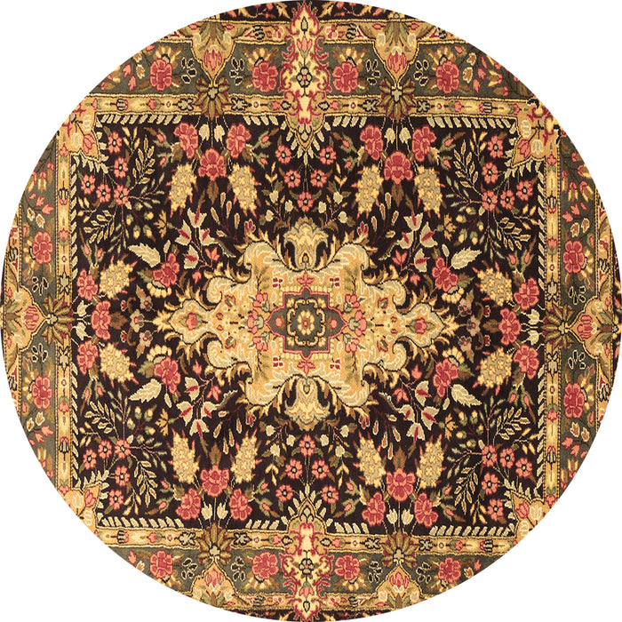 Round Machine Washable Persian Brown Traditional Rug, wshtr1500brn