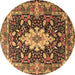 Round Machine Washable Persian Brown Traditional Rug, wshtr1500brn