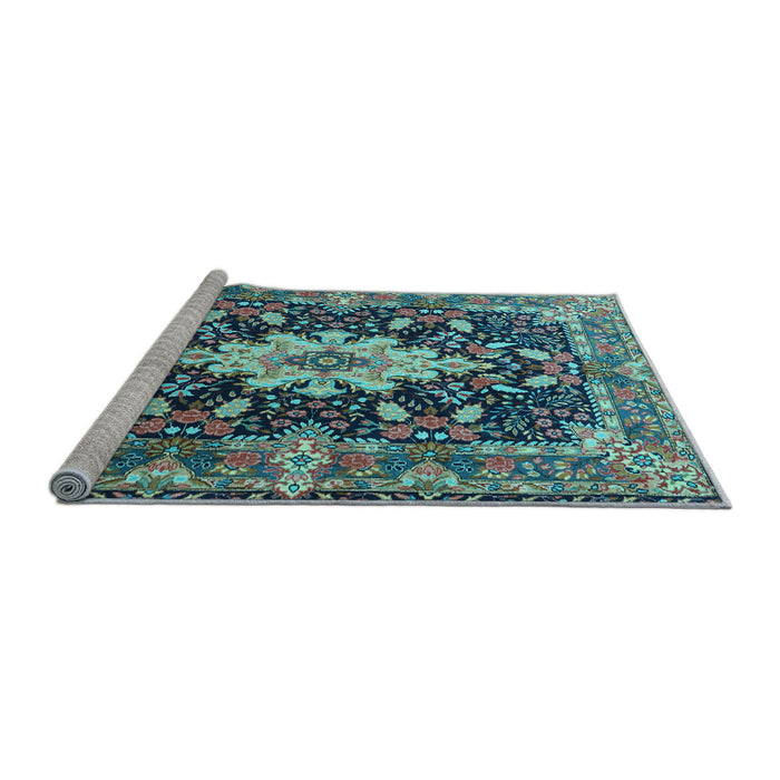 Sideview of Machine Washable Persian Light Blue Traditional Rug, wshtr1500lblu