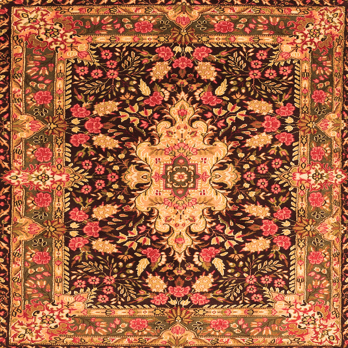 Round Machine Washable Persian Orange Traditional Area Rugs, wshtr1500org