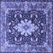 Square Machine Washable Persian Blue Traditional Rug, wshtr1500blu