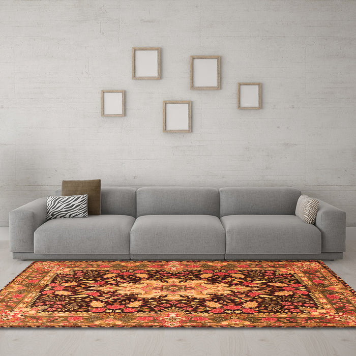 Machine Washable Persian Orange Traditional Area Rugs in a Living Room, wshtr1500org