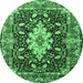 Round Persian Emerald Green Traditional Rug, tr1500emgrn