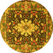 Round Machine Washable Persian Yellow Traditional Rug, wshtr1500yw