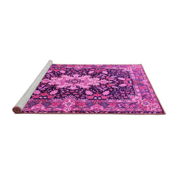 Sideview of Machine Washable Persian Pink Traditional Rug, wshtr1500pnk