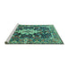 Sideview of Machine Washable Persian Turquoise Traditional Area Rugs, wshtr1500turq