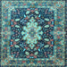 Square Machine Washable Persian Light Blue Traditional Rug, wshtr1500lblu