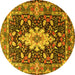 Round Persian Yellow Traditional Rug, tr1500yw