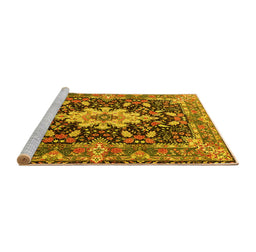 Sideview of Machine Washable Persian Yellow Traditional Rug, wshtr1500yw