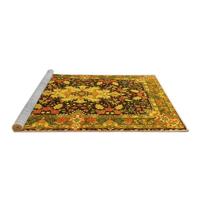 Sideview of Machine Washable Persian Yellow Traditional Rug, wshtr1500yw